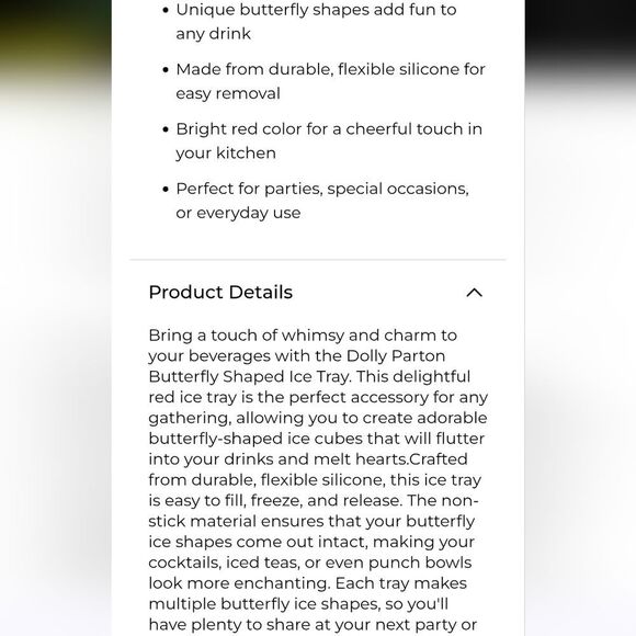 Dolly Parton Butterfly Ice Cube Tray - Picture 4 of 7